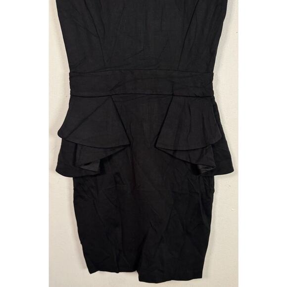 TED BAKER Judia Peplum Ruffle Bodycon Sheath Mini Dress Cocktail Black Size 1 SM - Picture 4 of 10